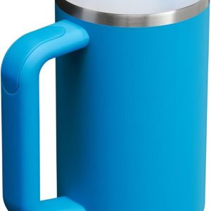 Stanley Quencher H2.0 - Vaso de acero inoxidable con asa, pajilla y tapa FlowState giratoria de 3 posiciones; aislamiento térmico, sin BPA; apto para portavaso para viaje; 30 oz, azul (Azure)