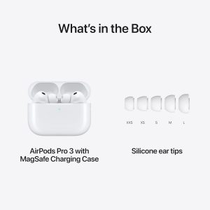 Apple AirPods Pro 3 auriculares inalámbricos, cancelación activa de ruido, Traducción en vivo, detección de frecuencia cardíaca, función de ayuda auditiva, auriculares Bluetooth, audio espacial