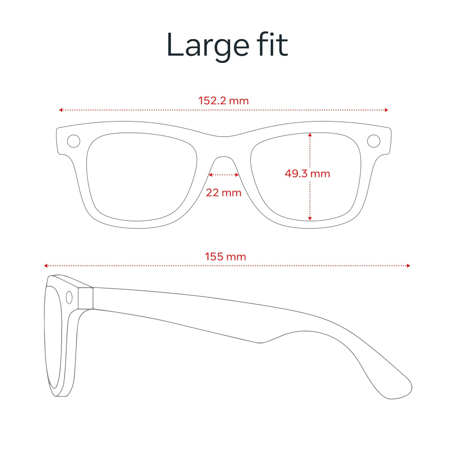 Ray-Ban Meta (Gen 2), Wayfarer Large, Matte Black | Smart AI Glasses for Men, Women — 2x Battery Life — 3K HD Resolution — 12 MP Ultra-Wide Camera, Audio, Video — Clear Lenses — Wearable Technology