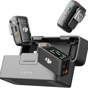 DJI Mic 2 (2 TX + 1 RX + Charging Case), Wireless Lavalier Microphone, Intelligent Noise Cancelling, 32-bit Float Internal Recording, 820 ft.(250m) Range, Microphone for iPhone, Android, Camera