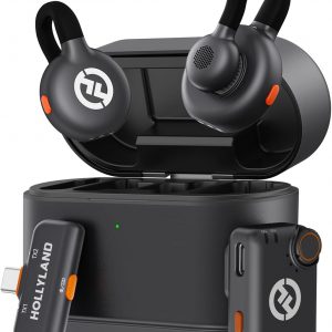 Hollyland Lark M2S Mini Combo (cámara RX+Type-C RX) Micrófono inalámbrico para cámara/iPhone/Android/Laptop, 0.17 oz ligero, clip de titanio, rango de 984.3 ft, creadores de contenido, enseñanza en