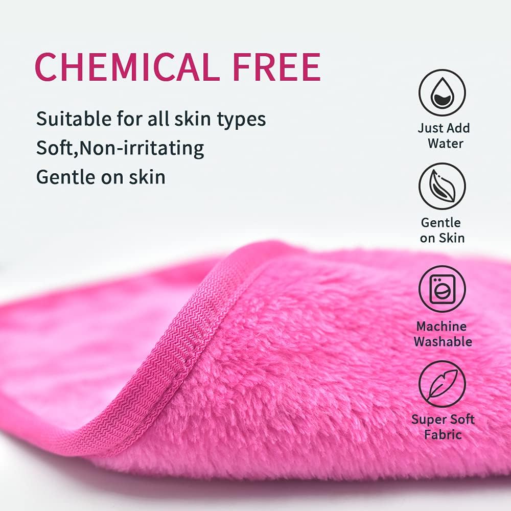UWEME Paños removedores de maquillaje, 4 unidades: paño reutilizable de microfibra de secado rápido, toallas faciales para mujeres