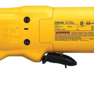 DEWALT Angle Grinder, 4.5 Inch, 11 Amp, 11,000 rpm, With Paddle Switch, Ergonomic Compact Design Grinder Tool (DWE402)