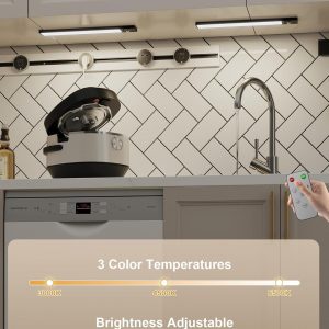 8" 8pack Motion Sensor Under Cabinet Lighting Wireless with Remote, Aluminum Alloy Under Counter Lights for Kitchen,56 LED-3 Color& 7 Levels,3000mAh Cabinet Lighting,Magnetic Under Cabinet Lights
