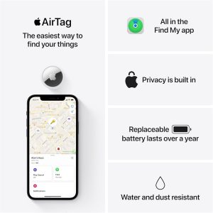 Apple AirTag 4 Pack. Mantén un seguimiento y encuentra tus llaves, cartera, equipaje, mochila y más. Configuración simple con un toque con iPhone o iPad