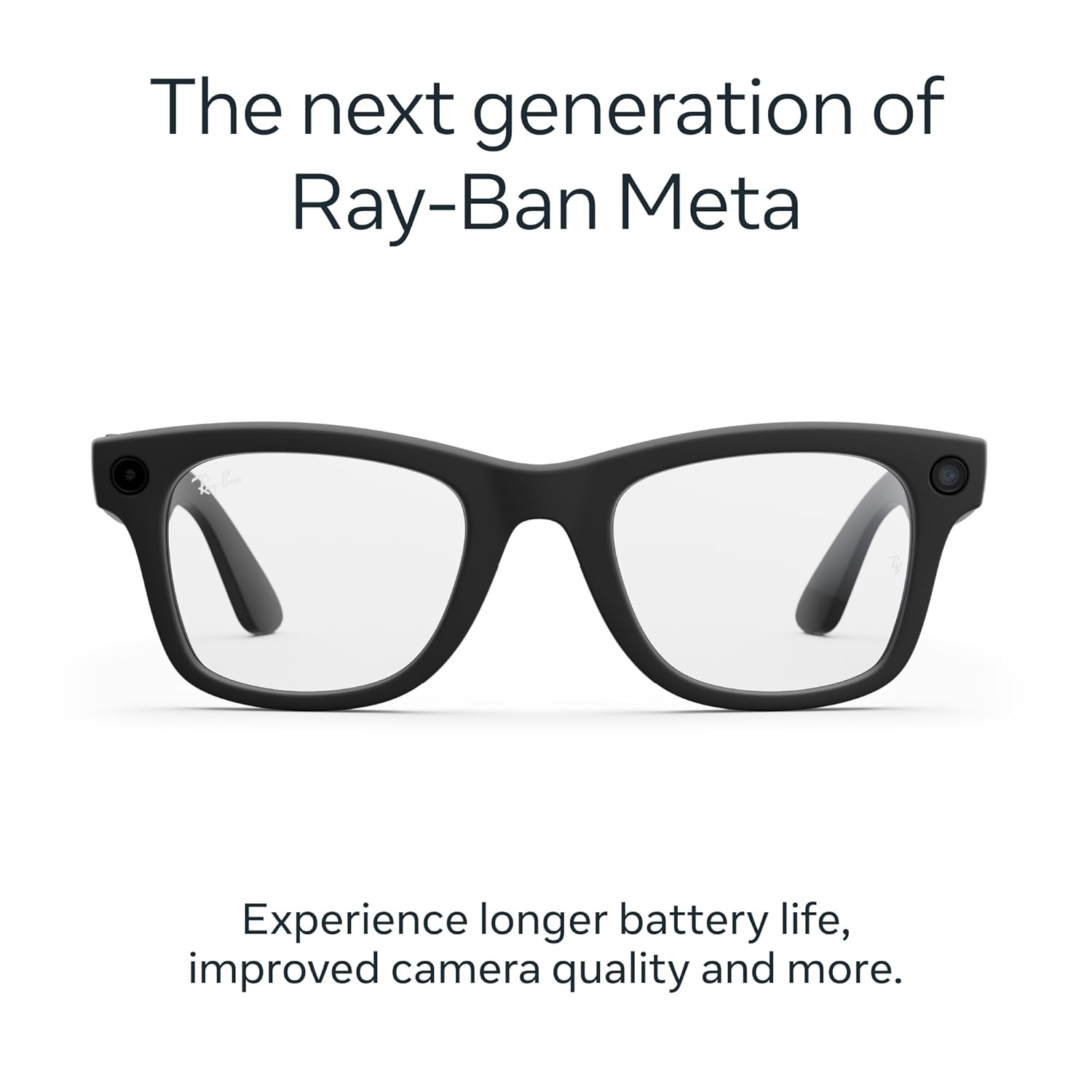 Ray-Ban Meta (Gen 2), Wayfarer Large, Matte Black | Smart AI Glasses for Men, Women — 2x Battery Life — 3K HD Resolution — 12 MP Ultra-Wide Camera, Audio, Video — Clear Lenses — Wearable Technology