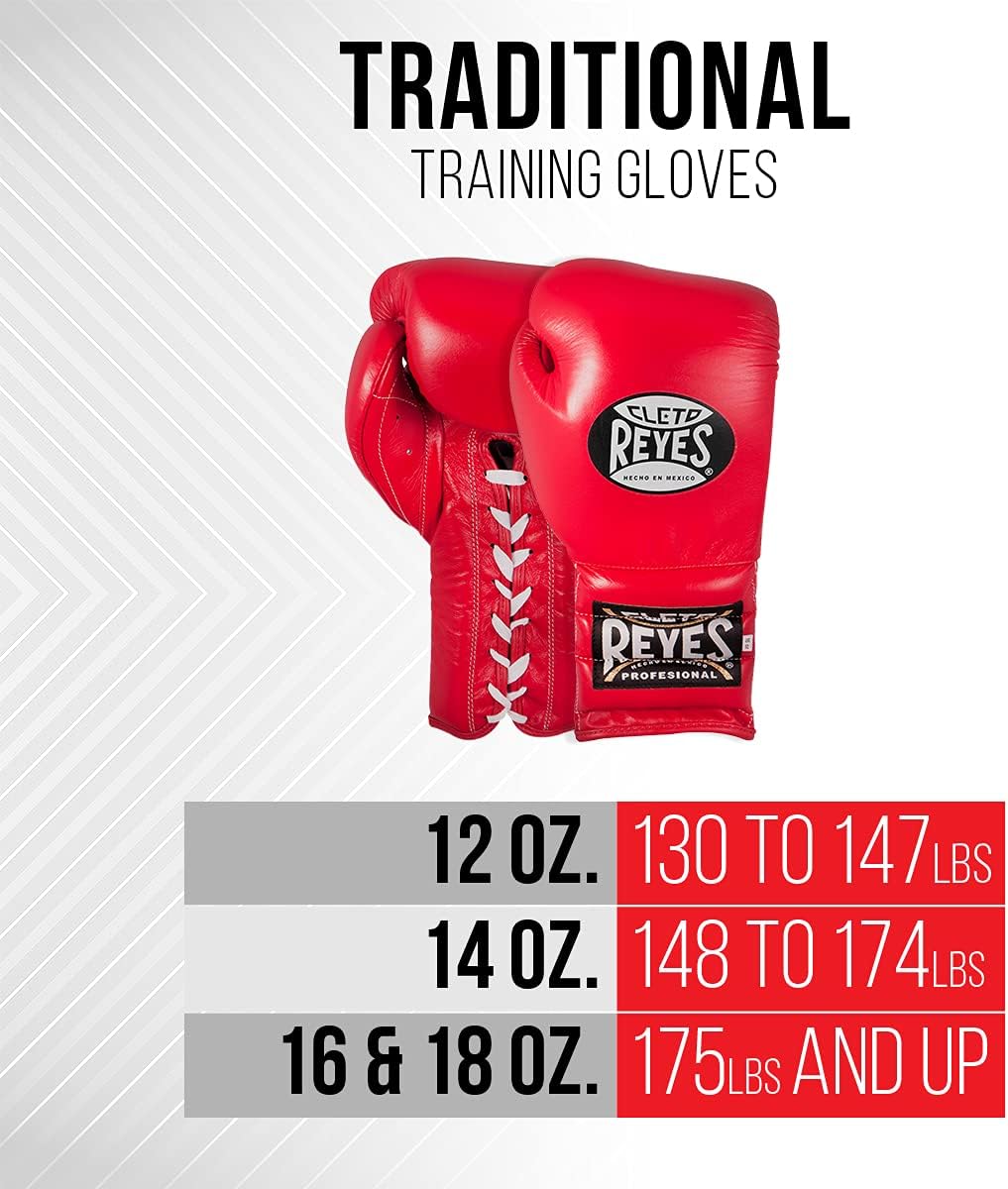 CLETO REYES Traditional Professional-Grade Boxing Gloves with Laces for Training, Sparring and Heavy Punching Bags for Men and Women, MMA, Kickboxing, Muay Thai