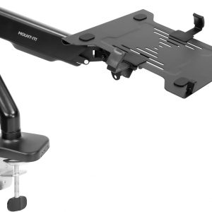 Mount-It! Laptop Desk Mount Arm with Gas Spring | Full Motion Adjustable Laptop Arm Mount for 11-17 Inch Laptops | Ergonomic Desk Stand with Clamp, Grommet Base, and 22 lbs Capacity