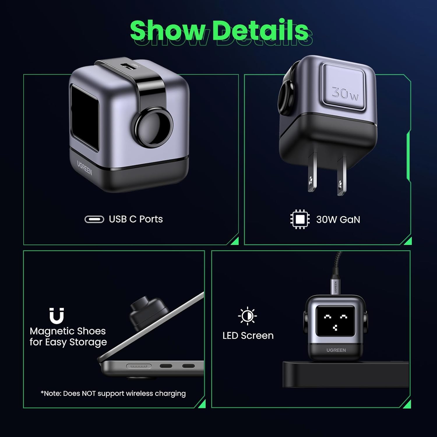 UGREEN Uno - Bloque de cargador USB C de 30 W, cargador rápido compacto robot GaN para iPhone 17, regalos para mujeres y hombres, compatible con iPhone 17/16/15, Galaxy S25/S24/S23, Pixel 10/9/8, iPad