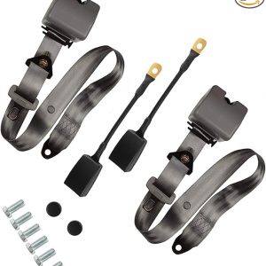 2PCS Universal 3Pt Adjustable Retractable Lap for Go Kart,Club Golf Cart,SUV,Cars Minivan,UTV (Gray)