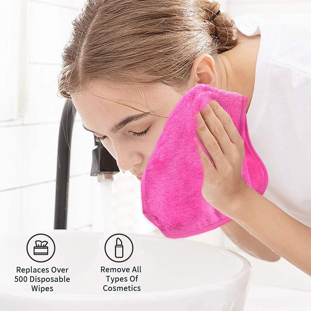 UWEME Paños removedores de maquillaje, 4 unidades: paño reutilizable de microfibra de secado rápido, toallas faciales para mujeres