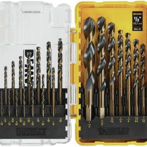 DEWALT Drill Bit Set, 21-Piece, 135 Degree Split Point, 31 Degree Helix, Black Oxide Coated, For Plastic, Wood and Metal (DWA1181)