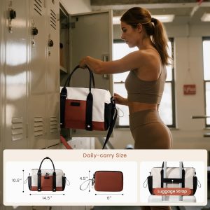 LOVEVOOK Bolsa de Gimnasio Pequeña para Mujer con Soporte para Esterilla de Yoga, Mini Bolsa de Lona para Viaje con Bolsillo Húmedo, Bolsas de Artículos Personales para la Noche, Blanco