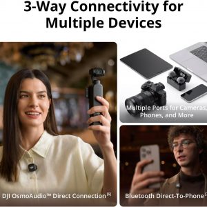 DJI Mic 3 (2 TX + 1 RX + estuche de carga), micrófono inalámbrico para iPhone/cámara/Android, ultraligero, control de ganancia adaptativo para un volumen equilibrado, antiinterferencias de doble banda