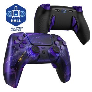 HEXGAMING PHANTOM Pro Controller with 4 Remappable Buttons, 6 Remapping Profiles, 8 Interchangeable Analog Stick, and Adjustable Triggers Compatible with ps5, PC, Mobile - Hall Effect Orochi