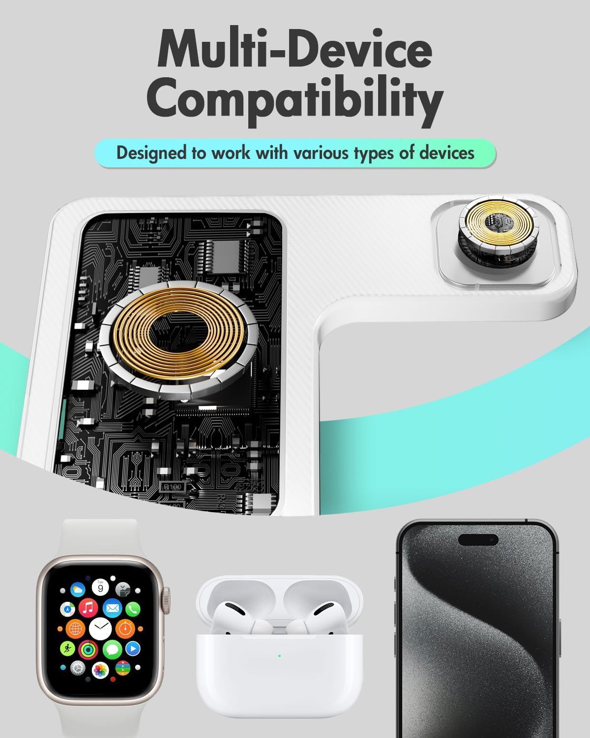 Estación de carga del cargador inalámbrico: Soporte de cargador 3 en 1, múltiples dispositivos para Apple - iPhone 17 16e 16 15 14 Pro Max 13 12 11 - Watch 10 9 8 7 6 5 4 3 2 SE y Ultra Series