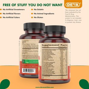 Deva Vegan Vitamins Daily Multivitamin & Mineral Suplemento 90 tabletas, paquete de de 1, 2