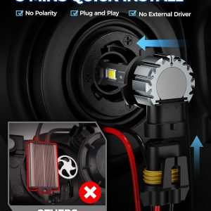 Marsauto 9005/HB3 9006/HB4 Light Bulbs Combo, 60,000LM Super Brighter M1S 9005 9006 Bulbs or Fog, 1:1 Design HB3 HB4 Lights Combo, 6000K Cool White, 3 Min Plug and Play, IP68, Pack of 4