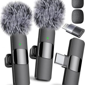 Mini Mic Pro (Latest Model) - Wireless Mini Microphone for iPhone, iPad, Android - 2 Pack Lavalier Microphone for Video Recording - iPhone Mic Crystal Clear Recording with USB-C for Content Creators