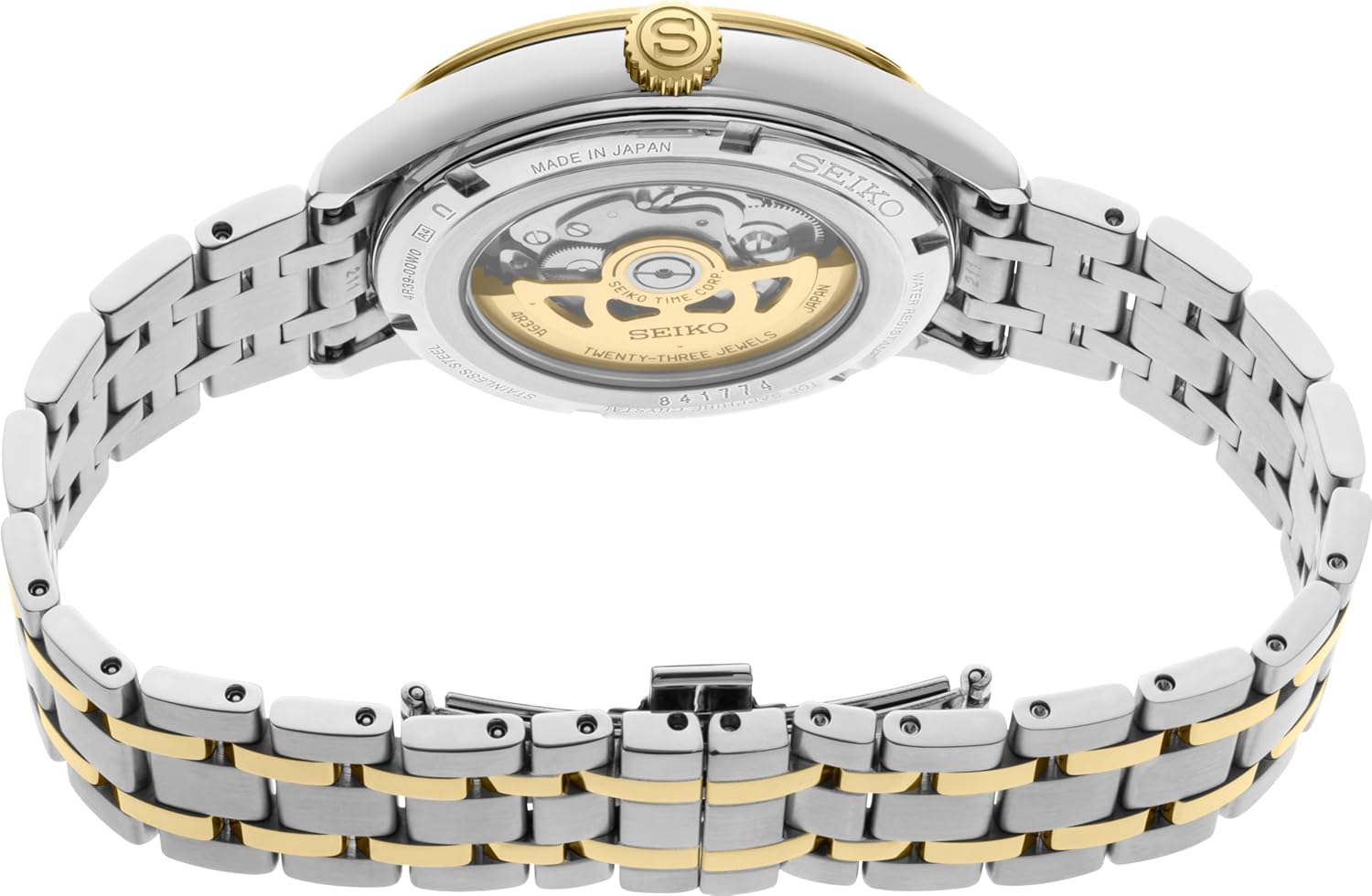 Seiko SSA464 Reloj para Hombre - Colección Presage - Caja de acero inoxidable, correa de cuero, diseño elegante, cronometraje de precisión, oro