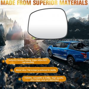 Driver Left Side Heated Mirror Glass Fits for Honda Civic 2012 2013 2014 2015 Manual only Replacement for 76253TR3A01