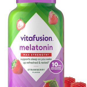vitafusion Max Strength 10 mg Melatonin Gummies, Strawberry Flavored, Adult Melatonin Gummy Vitamin Supplement, 100 Count, 50 Day Supply