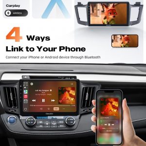 Dasaita Android 13 Radio for Toyota RAV4 2013-2018, with Wireless CarPlay, Android Auto, 10.2" QLED Touchscreen, 4G LTE, 5G WiFi, HD Video Output, 6GB RAM 64GB ROM