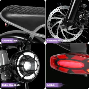 Likebike U12 Electric Bike for Adults, 2000W Peak 32MPH 20" Fat Tire Ebike, 20Ah Removable Battery 7-Speed Gear Full Suspension Mountain Bike Off Road Hydraulic Disc Brake