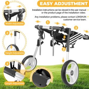 Large Dog Wheelchair for Back Legs with Multi-Function Pet Lift, Wheelchair for Dogs Thickened, Adjustable Back Leg Dogs Wheel Chair, Dog Carts with Wheels for Disabled Hind Legs (Black-XXL)