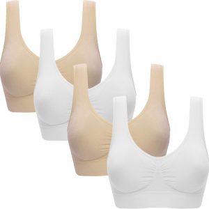 Vermilion Bird - Brasier deportivo sin costuras, paquete de 3 unidades, cómodo, con almohadillas extraíbles para mujer