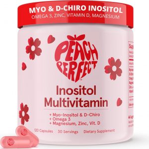 Peach Perfect Inositol Multivitamin – Myo-Inositol & D-Chiro 40:1 Blend, Omega-3, Vitamin D3, Magnesium, Zinc – Supports Women’s Health, Mood, Energy, Supplement – 30 SVG