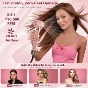 Dual Voltage StyleVibe 8-in-1 Air Styler, Hair Dryer & Blow Dryer Brush with Travel Case - Auto Wrap Curls (L/R), Fast Drying, Thermal Brush for Blowouts & Frizz-Free Volume, No Heat Damage