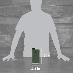 Stanley Adventure Pre-Party and Nesting Shot Glass Set | 8 oz Leakproof Hip Flask | 4 Shot Glasses in Travel Carrying Case | Insulated Stainless Steel Liquor | BPA-Free | Hammertone Green