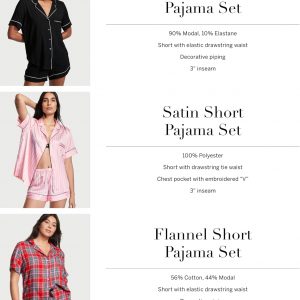 Victoria's Secret Satin Pajama Set, Short Sleeve Button Down Shirt & Shorts, Sleepwear for Women (XS-XXL)