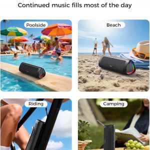 Bluetooth Speaker with HD Sound, Portable Wireless, IPX5 Waterproof, Up to 20H Playtime, TWS Pairing, BT5.3, for Home/Party/Outdoor/Beach, Electronic Gadgets, Birthday Gift (Black)