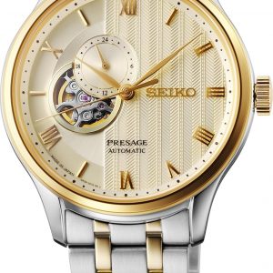 Seiko SSA464 Reloj para Hombre - Colección Presage - Caja de acero inoxidable, correa de cuero, diseño elegante, cronometraje de precisión, oro