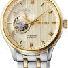 Seiko SSA464 Reloj para Hombre - Colección Presage - Caja de acero inoxidable, correa de cuero, diseño elegante, cronometraje de precisión, oro