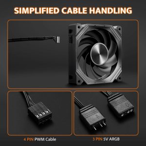 darkFlash INF34 120MM PC Case Fan, Daisy-Chain, up to 2000RPM Cooling, 4-Pin PWM, ARGB CPU Cooling Computer Fan, 3 Pack (Reversed, Black)