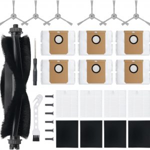 19Pack Replacement Parts Accessories for Eufy L60/L60 Hybrid/L60/L50 Series Robot Vacuums Kit, 1 Main Roller Brush, 4 Hepa Filters, 6 Side Brushes, 6 Dust Bags, 1 Screwdriver, 1 Clean Tool
