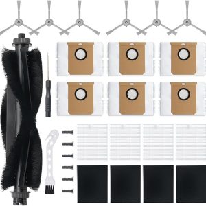 19Pack Replacement Parts Accessories for Eufy L60/L60 Hybrid/L60/L50 Series Robot Vacuums Kit, 1 Main Roller Brush, 4 Hepa Filters, 6 Side Brushes, 6 Dust Bags, 1 Screwdriver, 1 Clean Tool