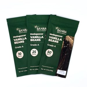 SANHA Madagascar - Granos de vainilla (25 unidades, grado A, seleccionados a mano), grano de vainilla orgánico (para extracto, hornear y cocinar) - 6-7 pulgadas, sellados al vacío (frescura prémium)