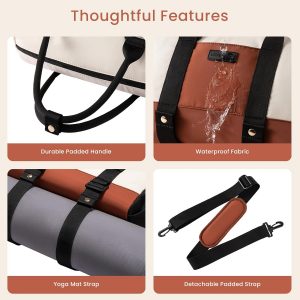 LOVEVOOK Bolsa de Gimnasio Pequeña para Mujer con Soporte para Esterilla de Yoga, Mini Bolsa de Lona para Viaje con Bolsillo Húmedo, Bolsas de Artículos Personales para la Noche, Blanco