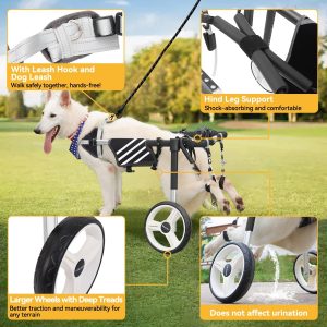 Large Dog Wheelchair for Back Legs with Multi-Function Pet Lift, Wheelchair for Dogs Thickened, Adjustable Back Leg Dogs Wheel Chair, Dog Carts with Wheels for Disabled Hind Legs (Black-XXL)