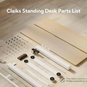 Claiks Electric Standing Desk, Adjustable Height Stand up Desk, 55x24 Inches Sit Stand Home Office Desk with Splice Board, White Frame/Nature Top