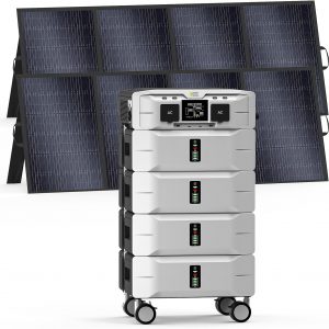 IEE SP5000 Solar Generator 5000W, 10.24kWh Power Station with 2x400W Solar Panels, 5 AC Outlets(9000W Surge), 120V/240V Dual Voltage, LiFePO4 Battery for Home Backup Outdoors Camping RV Emergency