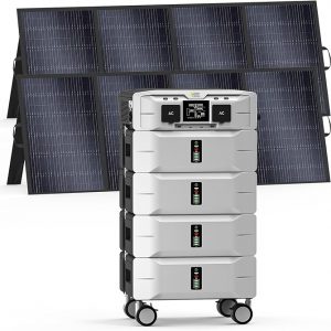 IEE SP5000 Solar Generator 5000W, 10.24kWh Power Station with 2x400W Solar Panels, 5 AC Outlets(9000W Surge), 120V/240V Dual Voltage, LiFePO4 Battery for Home Backup Outdoors Camping RV Emergency