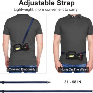 Linterna recargable con reflector, reflector de mano de alto lúmenes, linterna LED con correa para el hombro y salida USB para huracanes, emergencias, tormentas, cortes de energía, caza, senderismo