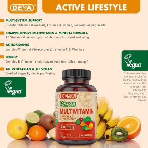 Deva Vegan Vitamins Daily Multivitamin & Mineral Suplemento 90 tabletas, paquete de de 1, 2