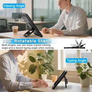 Grifobes for Samsung Galaxy Tab A11 Plus 2025 / A9 Plus 11 Inch 2023 Cases, Shockproof Heavy Duty Cover with Screen Protector, 360 Rotating Stand, Hand & Shoulder Strap for A11+ / A9+, Black