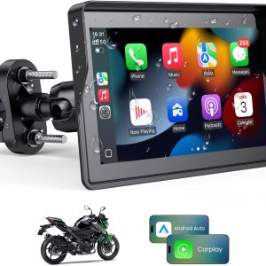 WonVon Sistema de Navegación GPS de 5 Pulgadas para Motocicleta con Apple Carplay y Android Auto, Pantalla Portátil con Bluetooth Dual, Navegación, Siri, Asistente de Google (No Incluye TPMS)